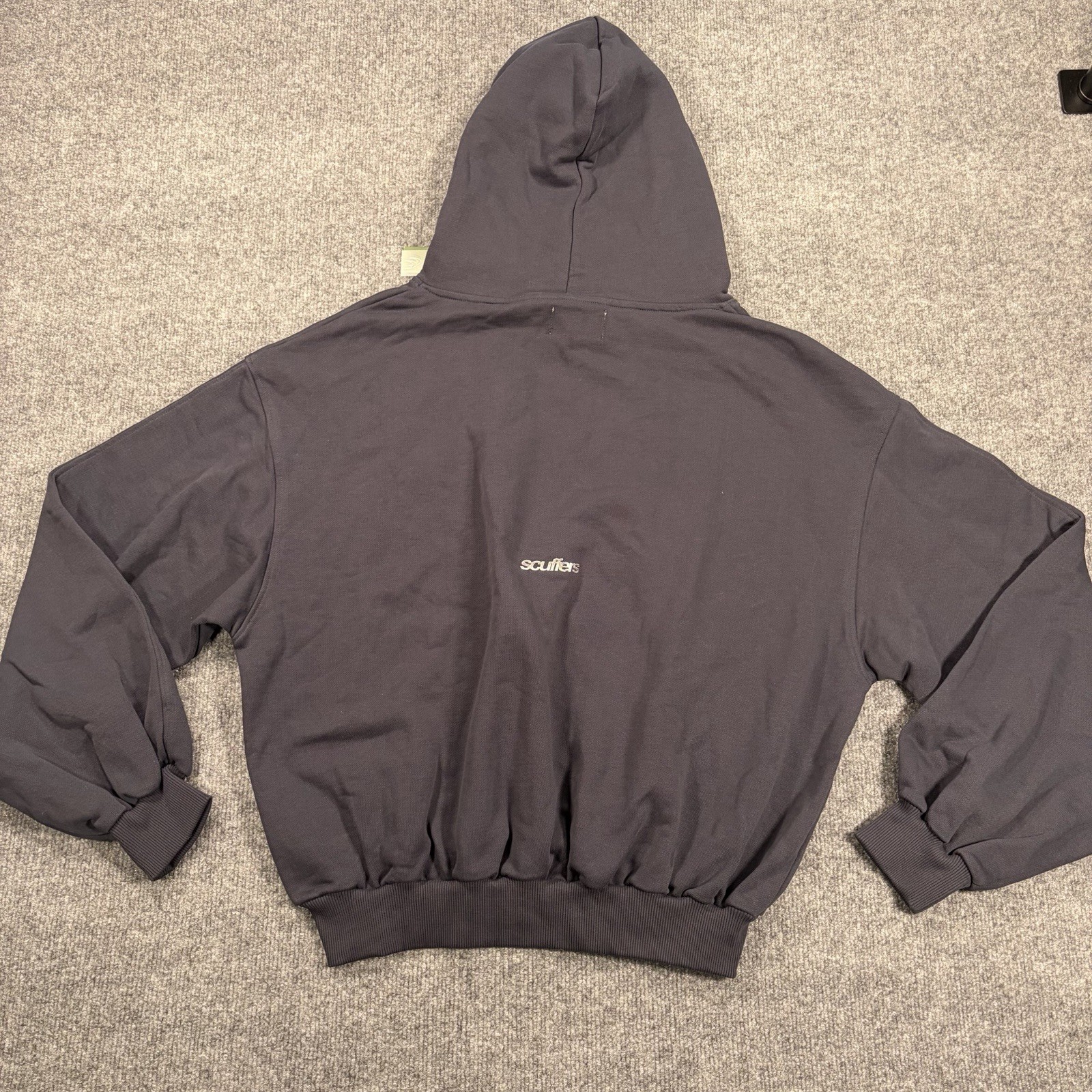 Scuffers Medium Navy Blue Cotton Pullover Hoodie Graphic Print Kangaroo Pocket