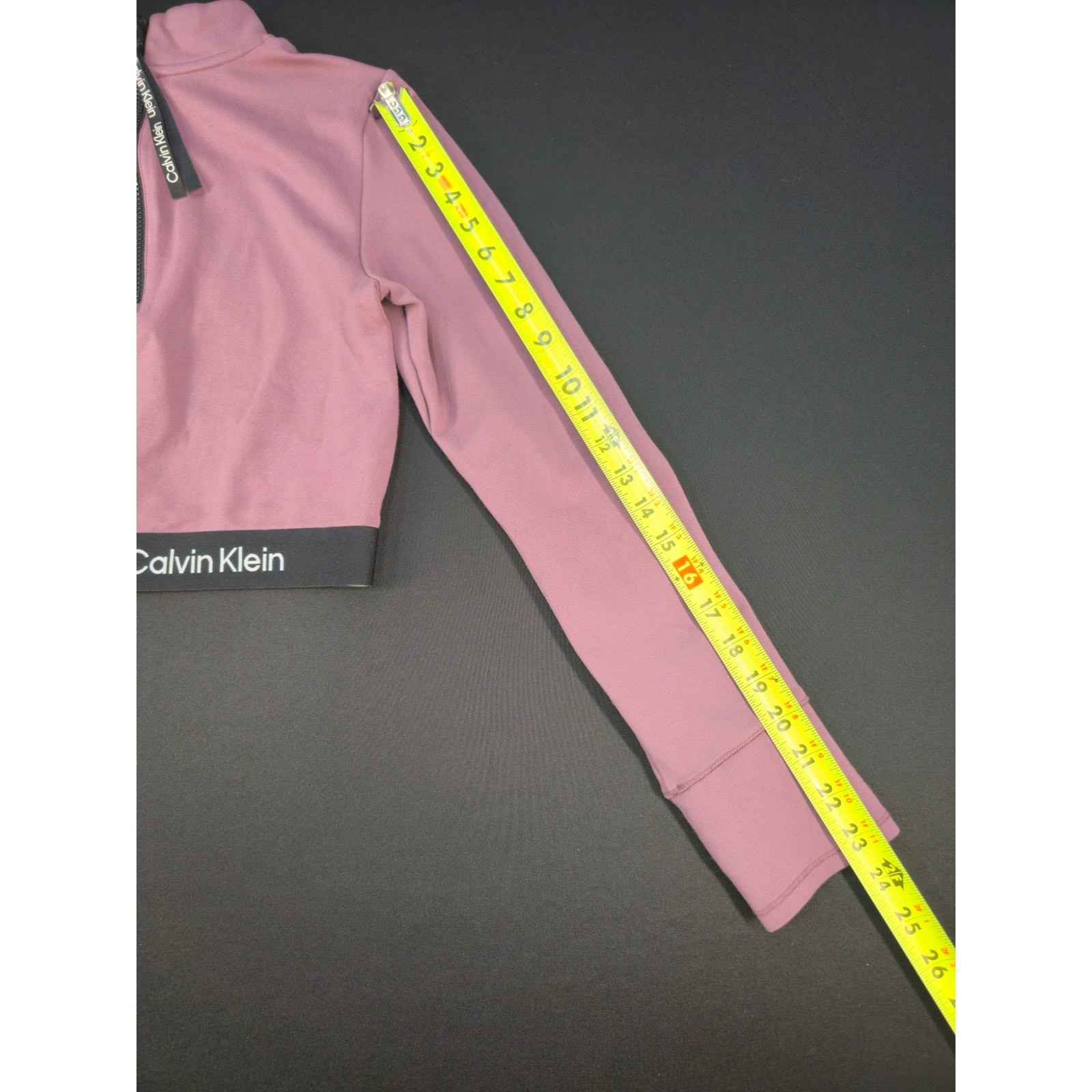 Calvin Klein Performance Womens Large Cropped Quarter Zip Pullover Mauve Stretch