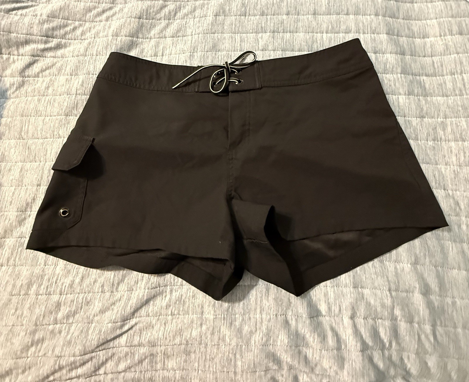 Jag Women’s Black Solid Swim Shorts Bottom, Size L Regular, Drawstring Waist