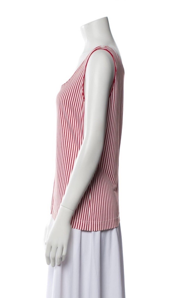 Gianni Versace 1995 Vintage Red & White Striped Scoop Neck Tank Top – Size XS