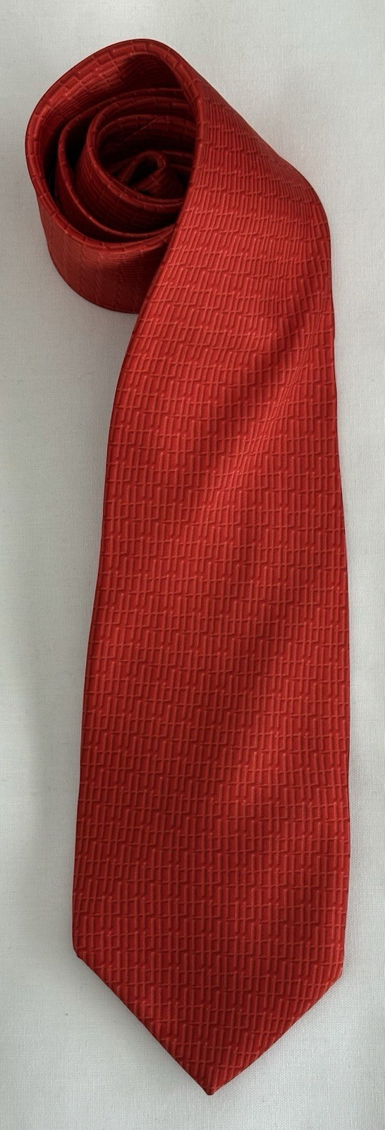 HARRODS ALL SILK ITALIAN MADE HOT & DARK ORANGE H’s SATIN FINISH NECKTIE