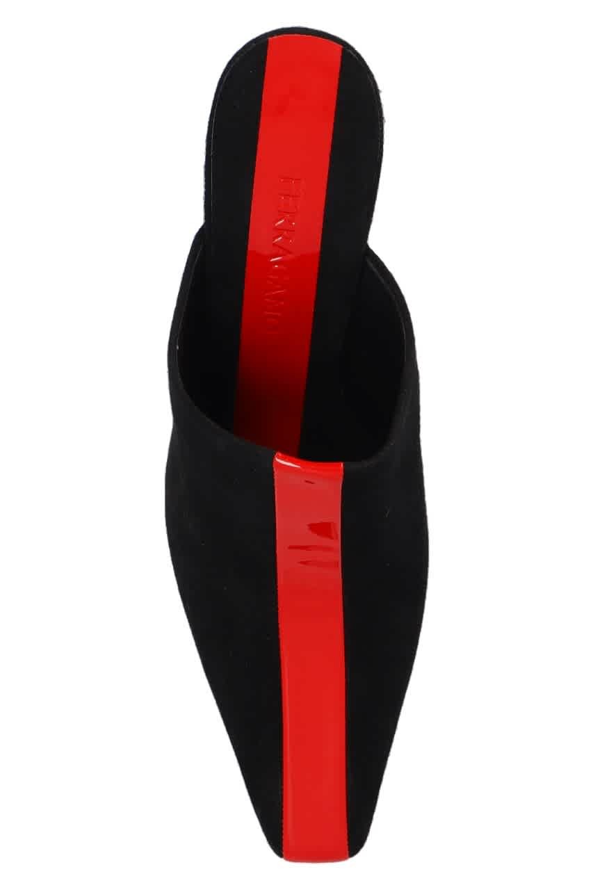 Ferragamo Ladies Black Graphic Insert Sophye Mules