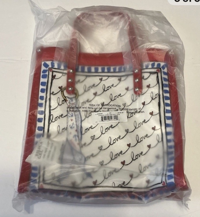 NWT BRIGHTON STRIPED LOVE CLEAR TOTE Crossbody Designer Blue Canvas Strap-NIP