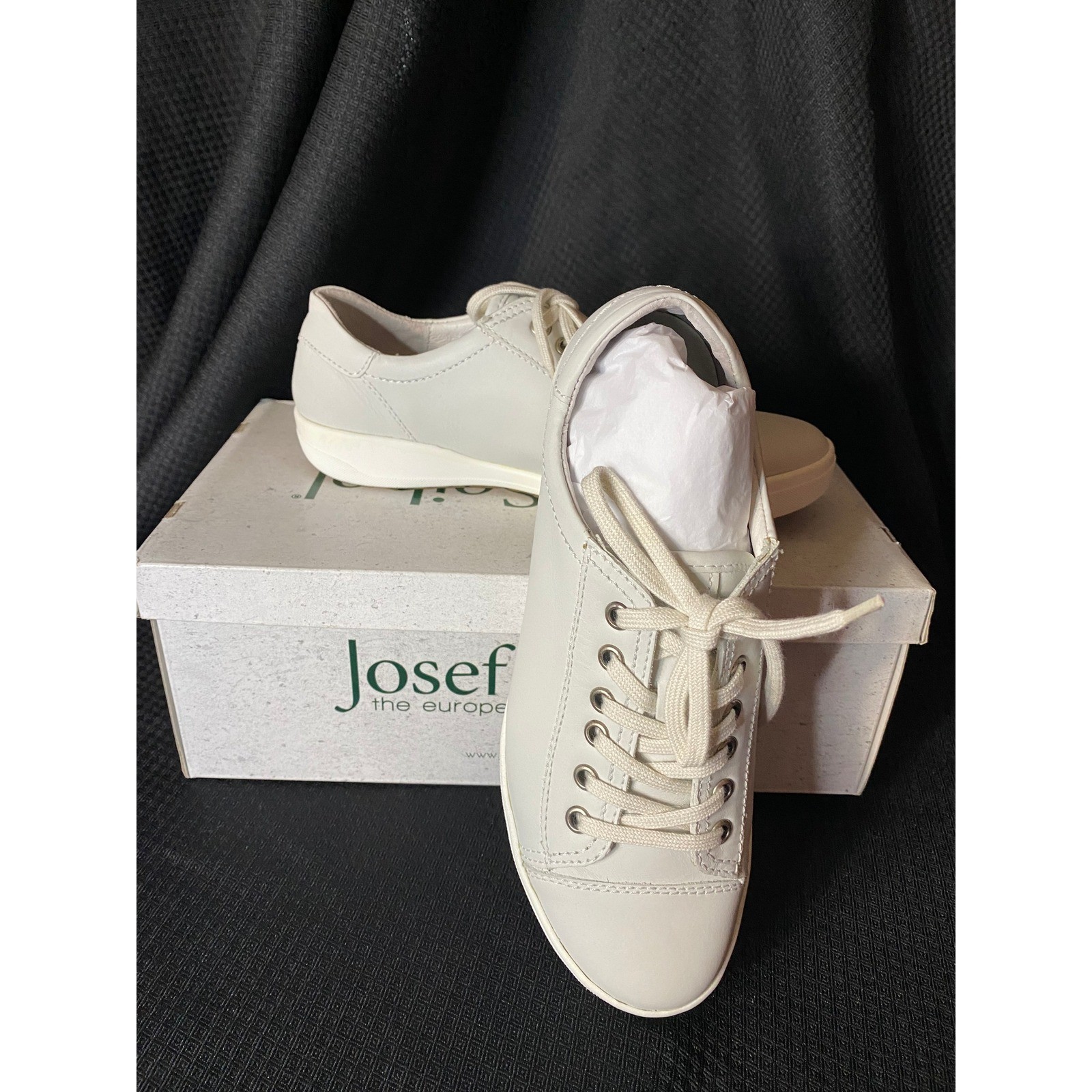 Josef Seibel Womens Caren 01 Leather Sneakers Size 37 NEW hint of grey