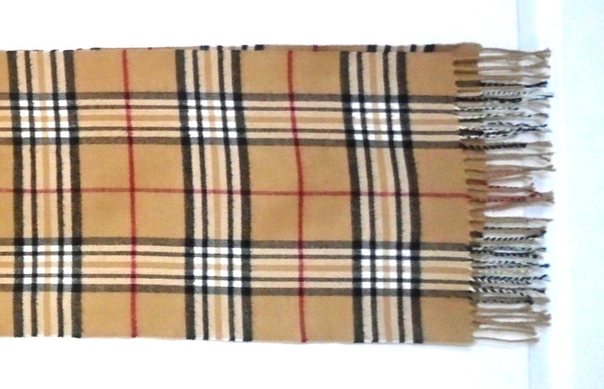 100% Cashmere Italy Design 12×70 Soft Brown & Other Colors Checker Plaids Scarf
