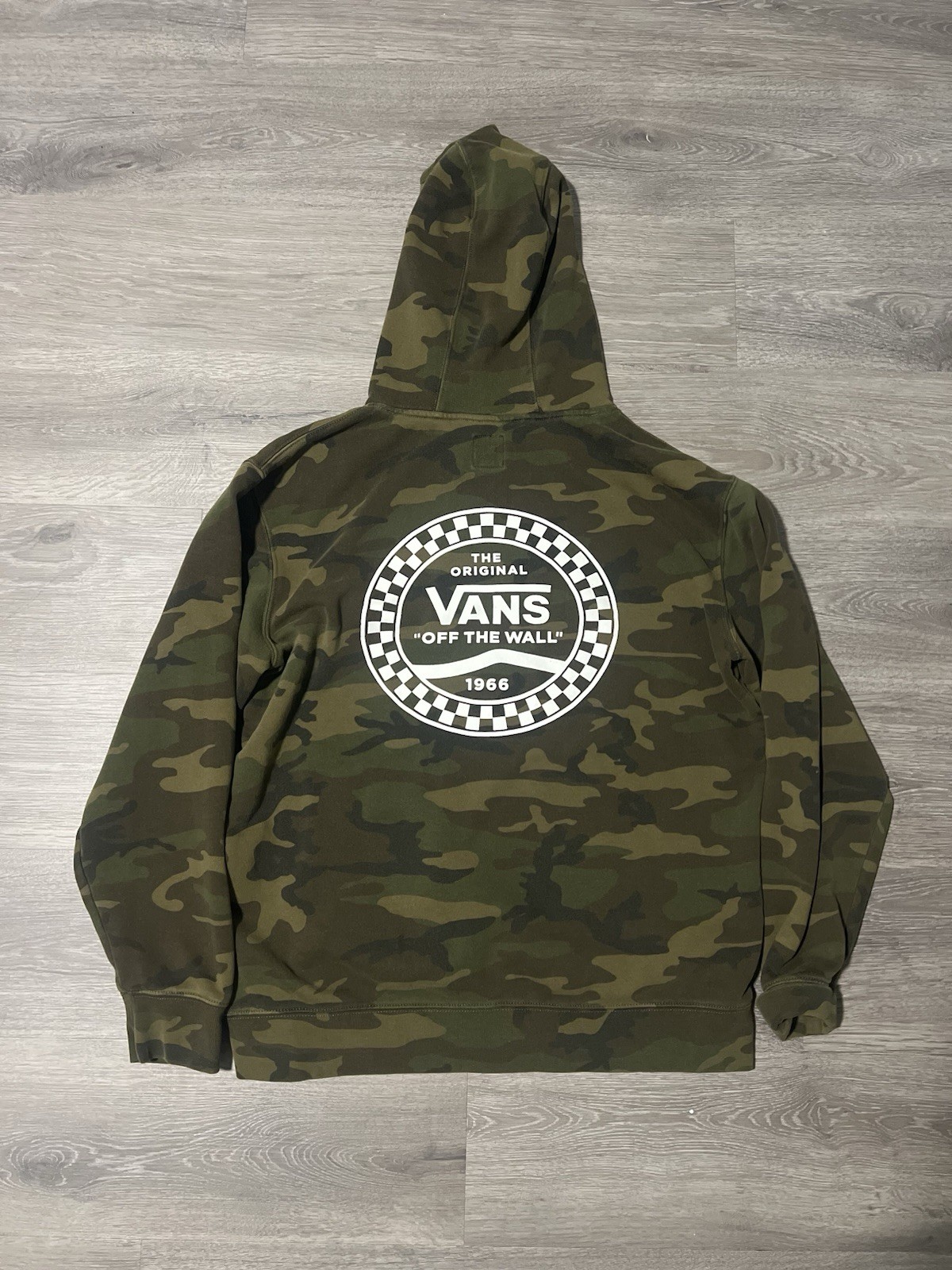 Vans Men’s L Green Camouflage Fleece Pullover Hoodie w/ Hood & Pockets