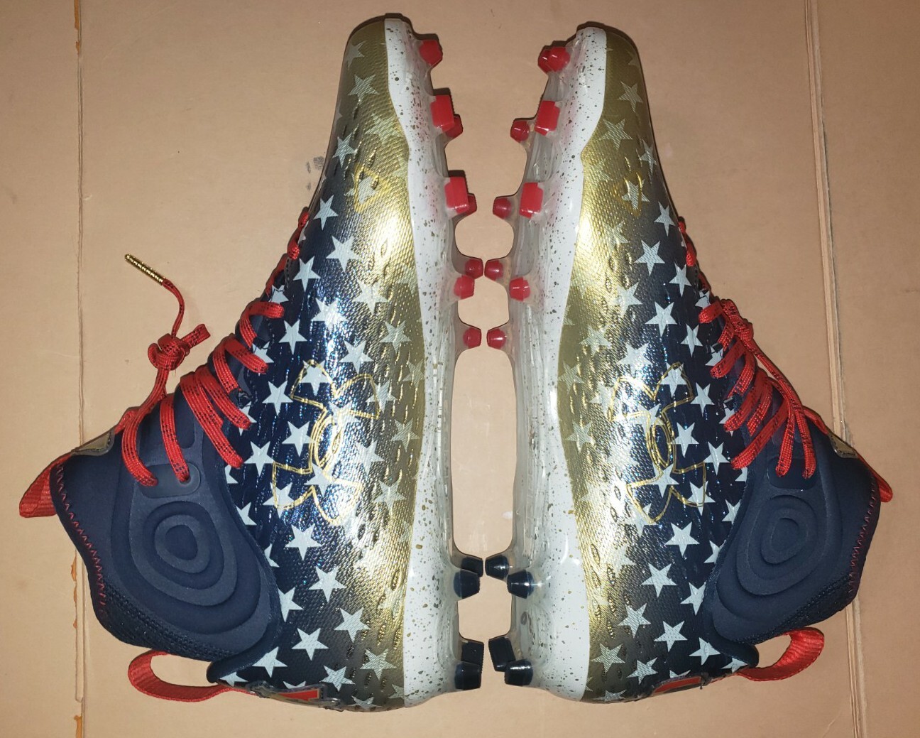 Under Armour Spotlight Lux LE MC USA Americana Football Cleats Men’s Sizes NEW