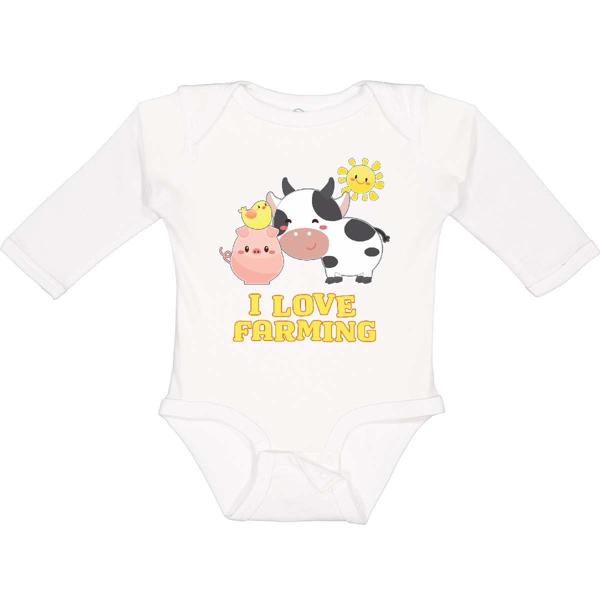 Inktastic I Love Farming- Farm Animals Long Sleeve Creeper Fun Future Chicken