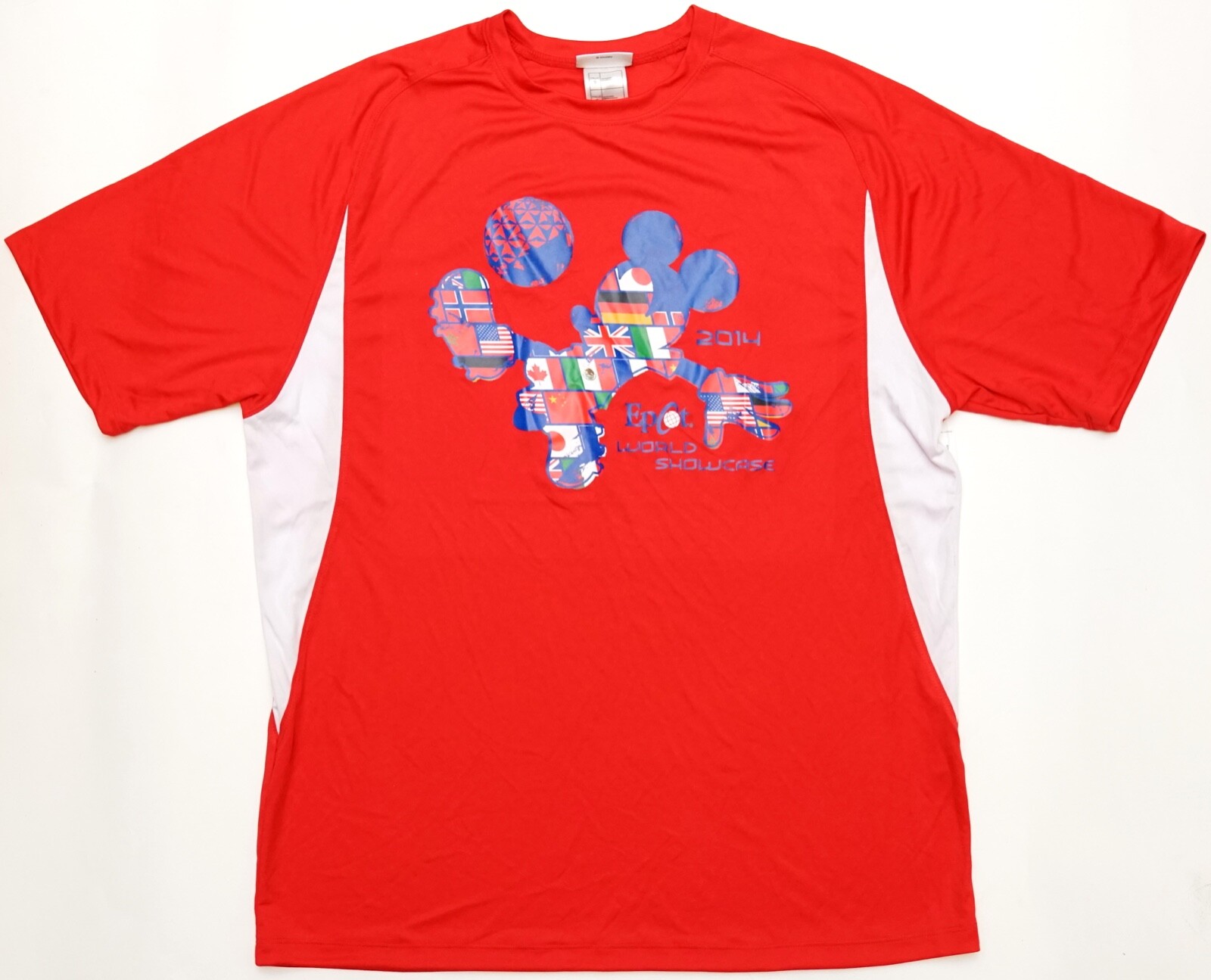 New Disney Parks 2014 EPCOT World Showcase Mickey Soccer Men’s Red Jersey L/XL