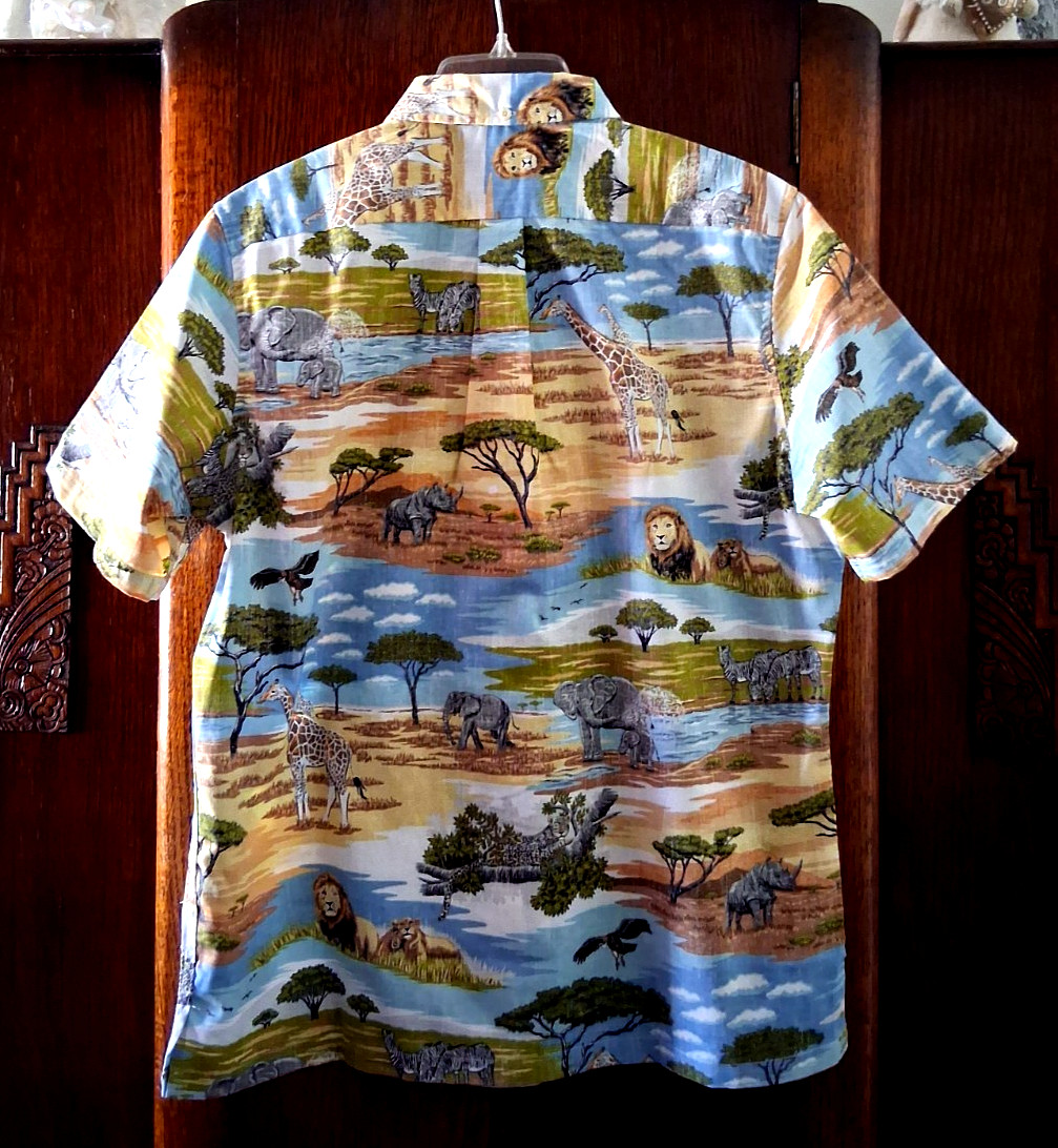 Reyn Spooner Men’s “SAN DIEGO ZOO WILDLIFE AFRICAN SAVANNA ” Classic Fit Sunset