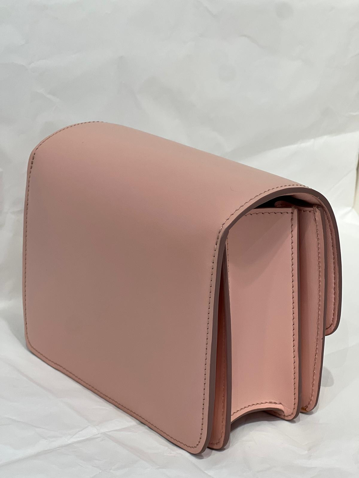 Authentic Celine Classic Box Mini Smooth Calfskin Shoulder Bag Pink Silver-Tone