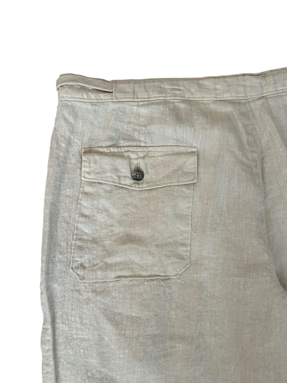 Tasso Elba 100% Linen Chino Pants Beige Semi Sheer 36×27 Coastal Lightweight