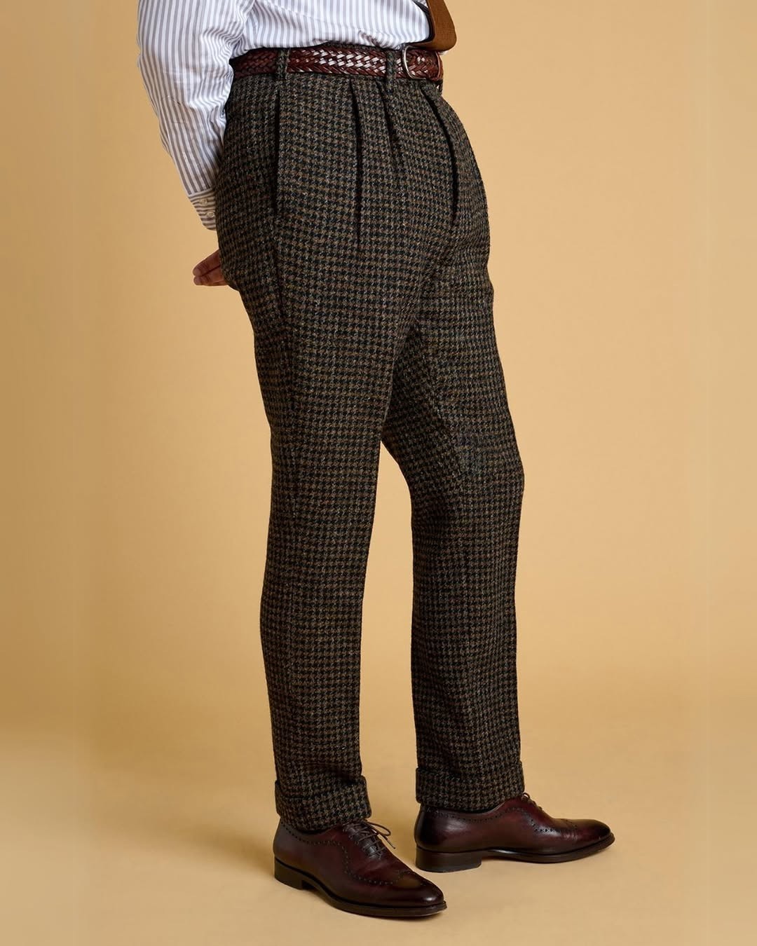 Business Men Suits Houndstooth Formal Wedding Party Tuxedos Tailored Notch Lapel