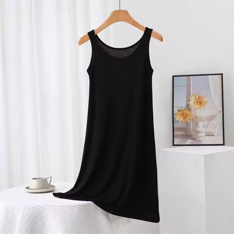 Women Sleeveless Modal Cotton Nightgown Sling Sleep Dress Casual Sleepwear