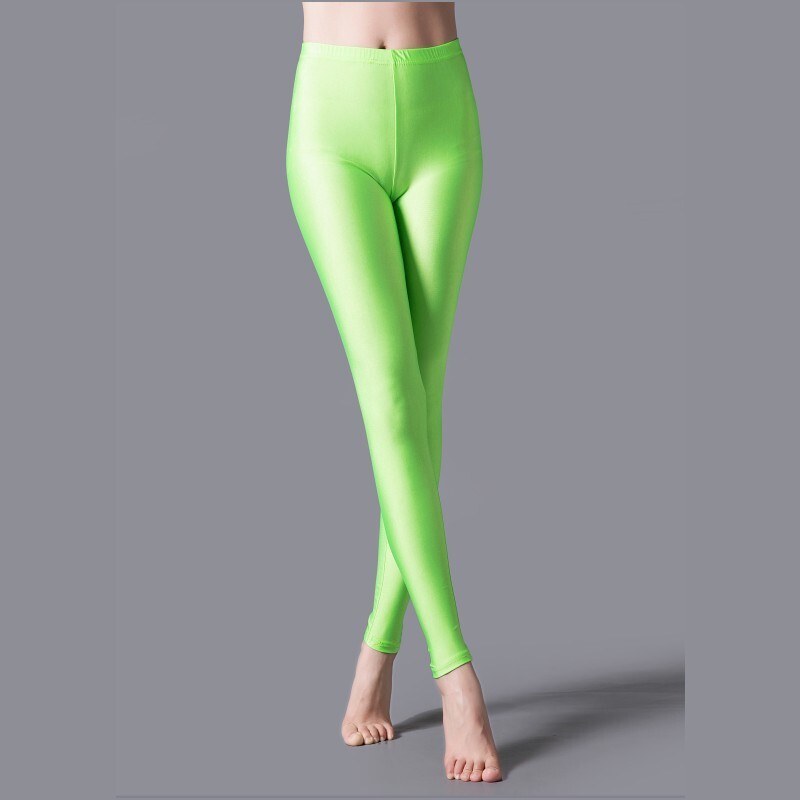 Luxallacki Oily Shiny High Waist Elastic Slim Pants Yoga Leggings Gym Sports