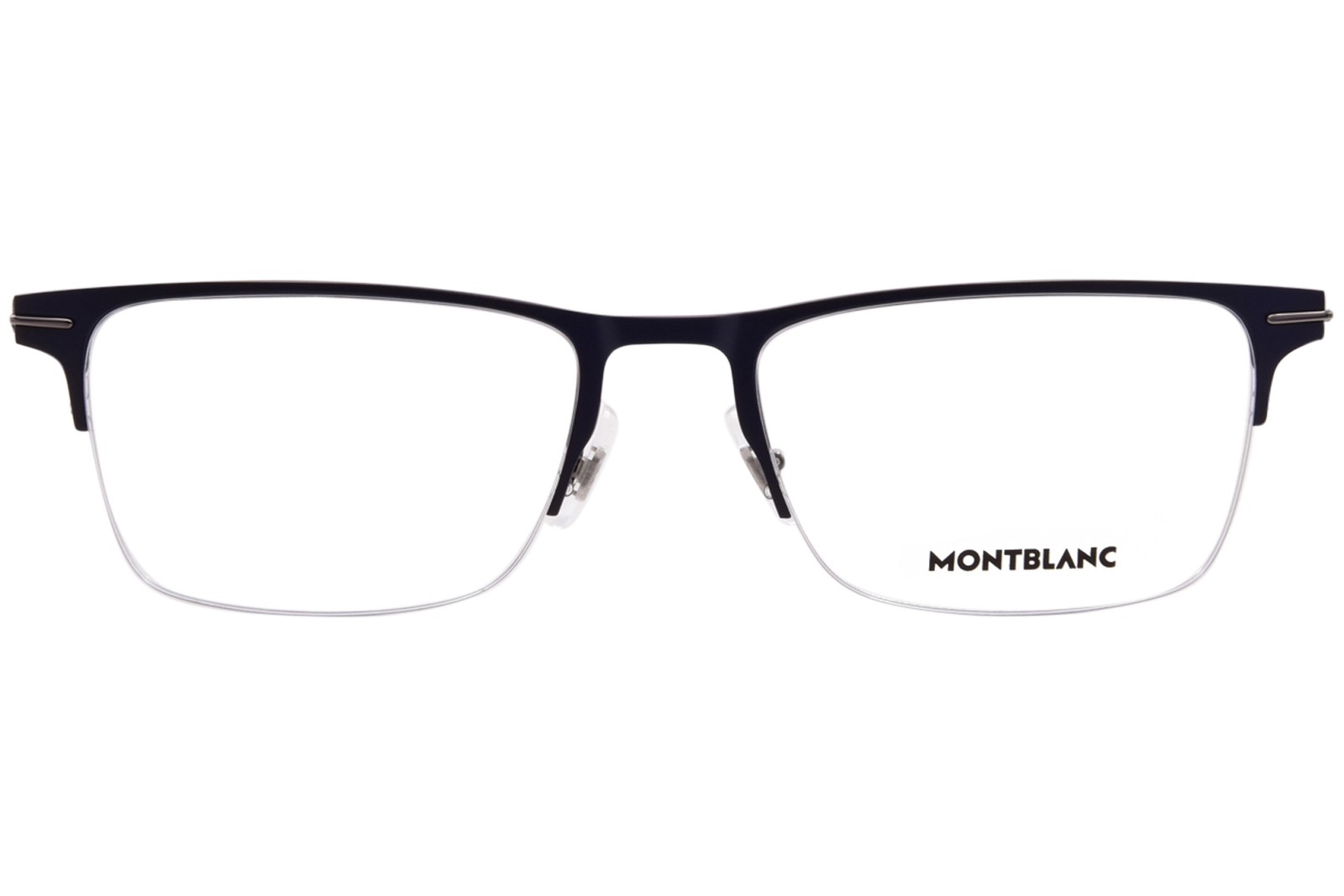 Mont Blanc MB0468O 003 Eyeglasses Frame Men’s Blue Ruthenium Semi Rim 55mm