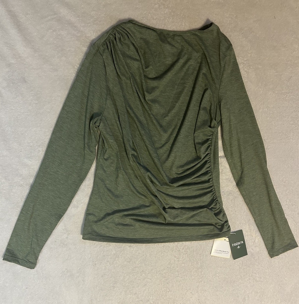 NEW Halara Long Sleeve Asymmetric Ruched Work Top sz L #halara #casual #NWT