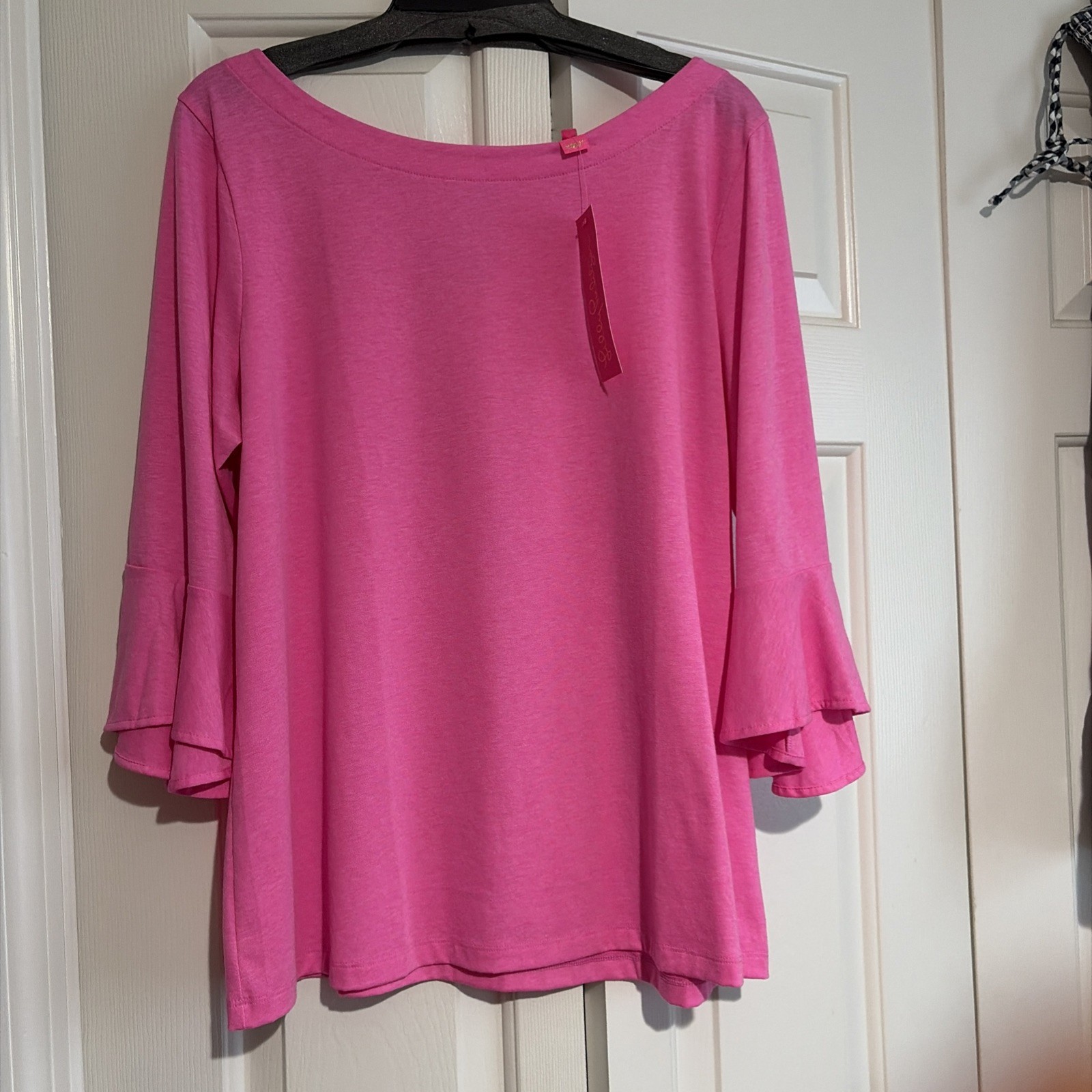 Lilly Pulitzer Pink Ruffle Sleeves Blouse Size XL