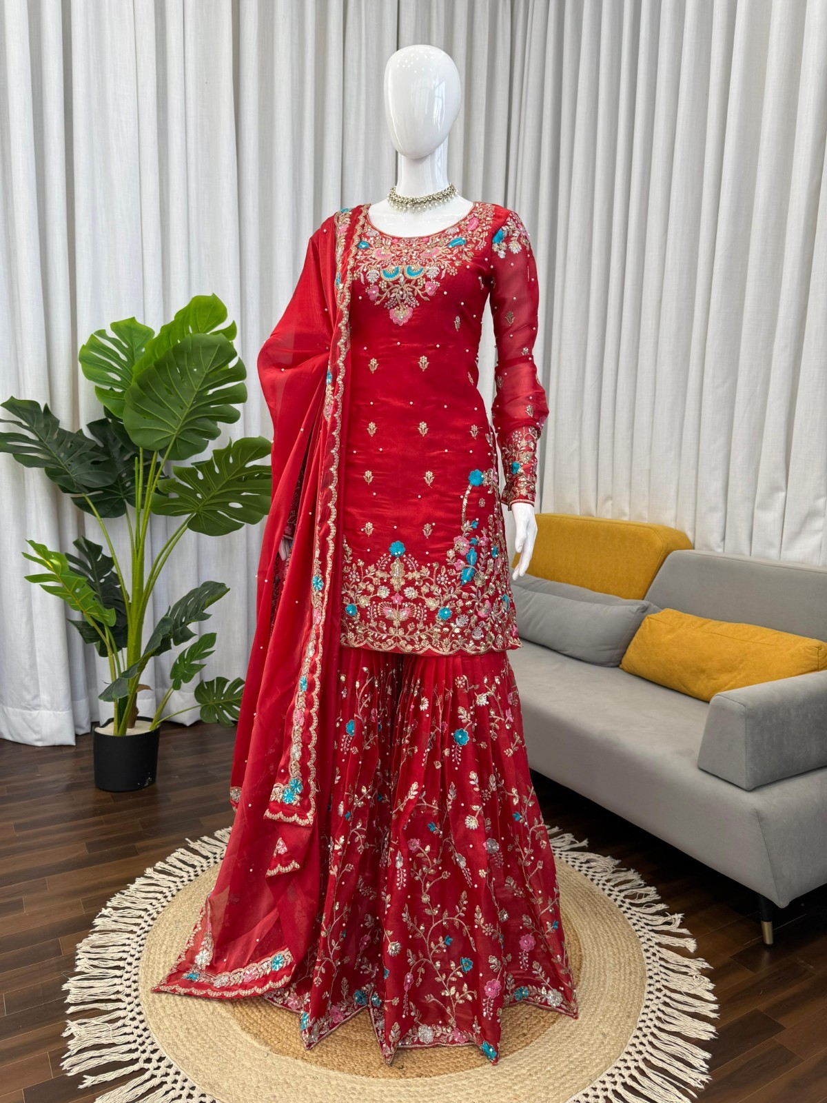 SALWAR KAMEEZ PAKISTANI INDIAN WEDDING PARTY WEAR DRESS BOLLYWOOD SUIT SHARARA