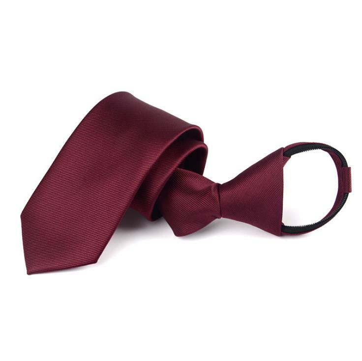 Men’s Solid Color Ready Knot Pre Tied Formal Zipper Tie Neck Wear