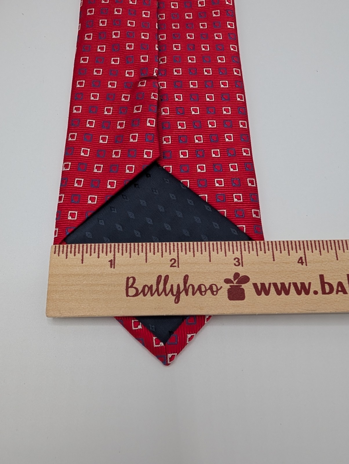 The Cotswold Collection by J.S. Blank Mens Red Geometric Squares Silk Tie