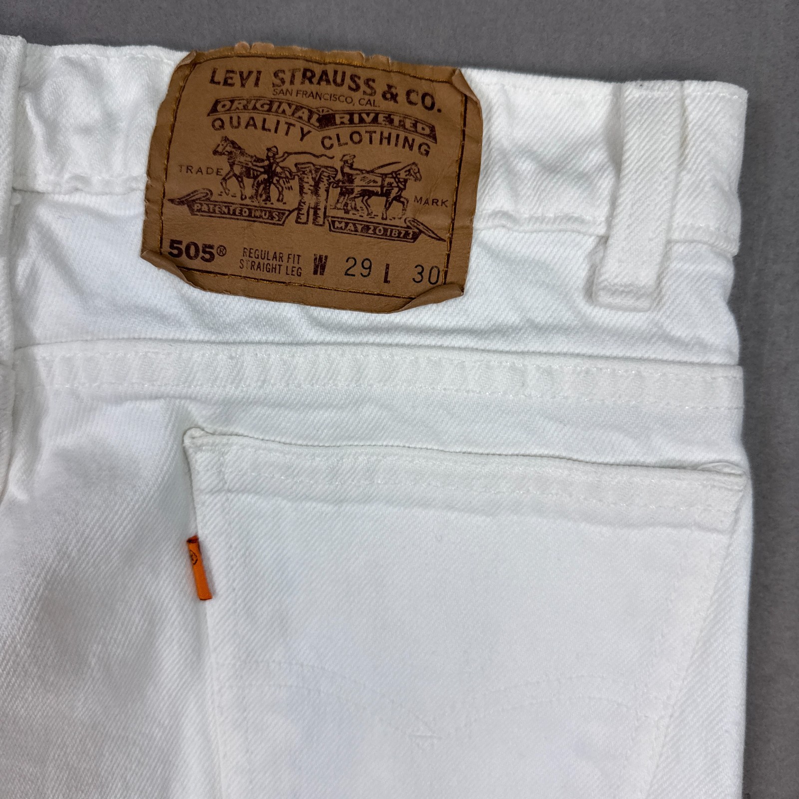 Vintage Levis Jeans Mens 29×30 White 90s Orange Tab Made USA Denim Pants Painter