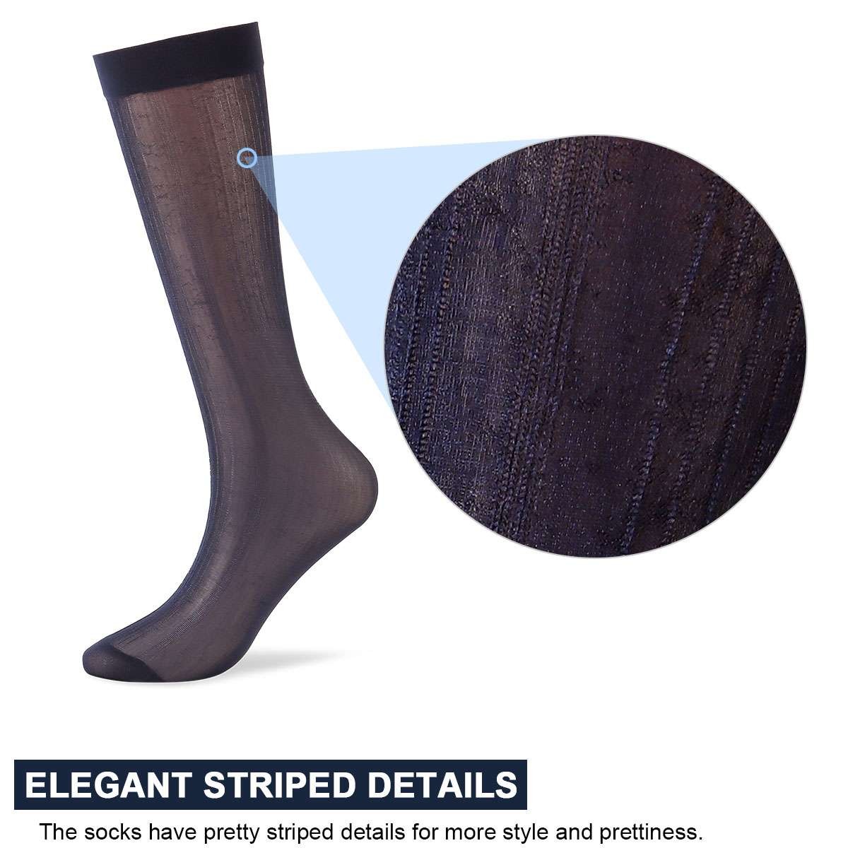 1~4 Pairs Men Ultra Thin Breathable Dress Socks Silk Sheer Soft Business Socks