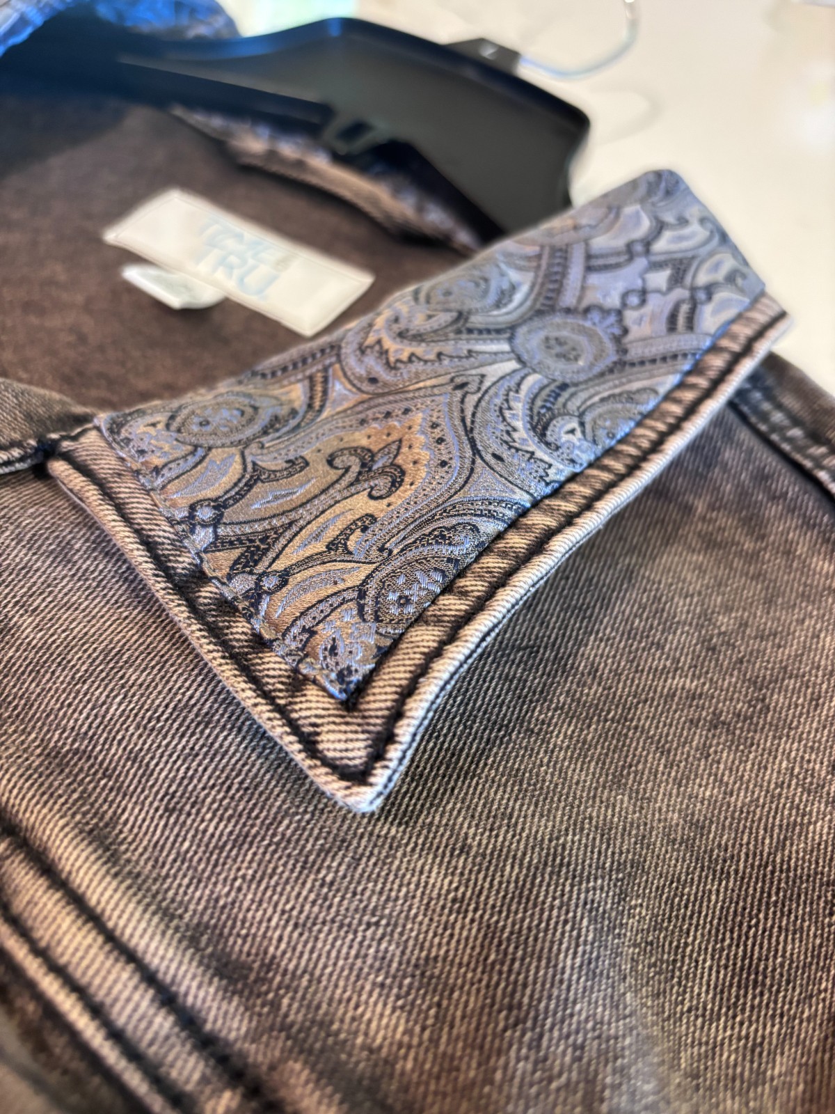 Upcycled Brown Stone Washed Denim Jacket excellent condition – Size 16-18