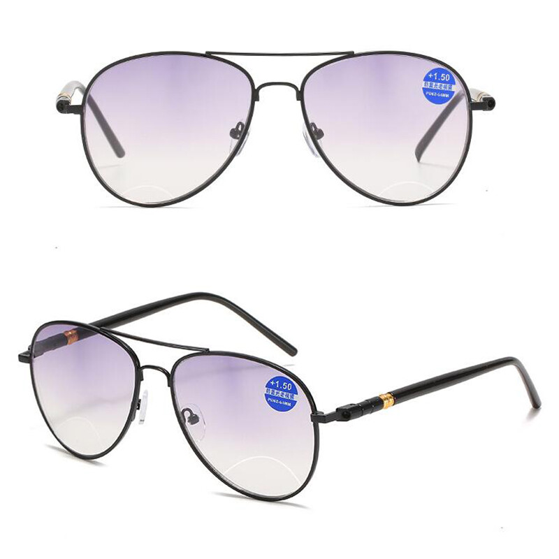 Metal Bifocal Anti-blue light Reading Glasses For Men Classic Outdoor Sunglasses