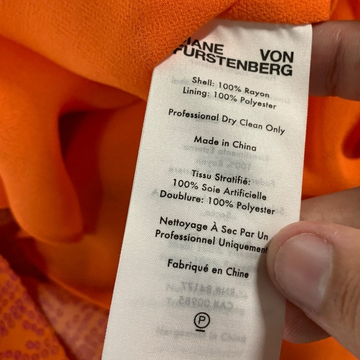 Diane von Furstenberg XS Orange Silk Midi Fit Flare Print Dress Sleeveless *flaw