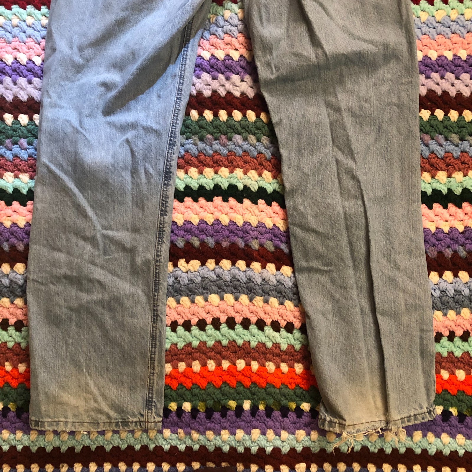 Womens Carhartt Blue Jeans WB160 AIO Zipper Fly Relaxed Fit Size 16 X 34