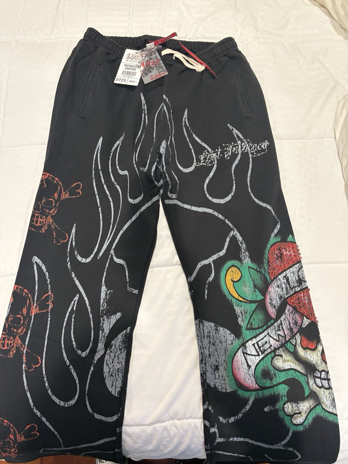 Lost Intricacy Ed Hardy XL Sweatpants Men’s Black Graphic Print