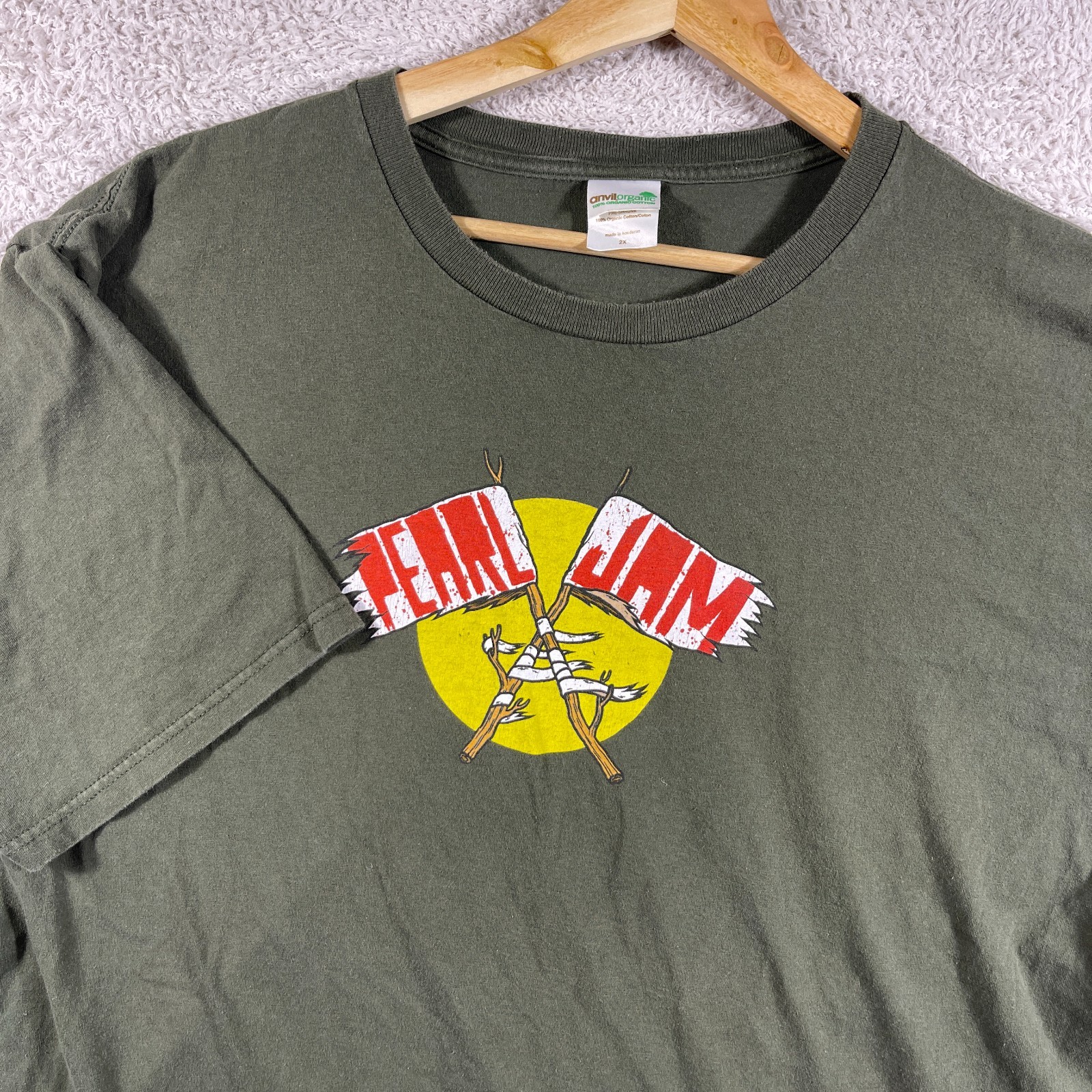 Vintage Pearl Jam T-Shirt Adult 2XL Green 2010 Tour Backspacer Grunge Concert