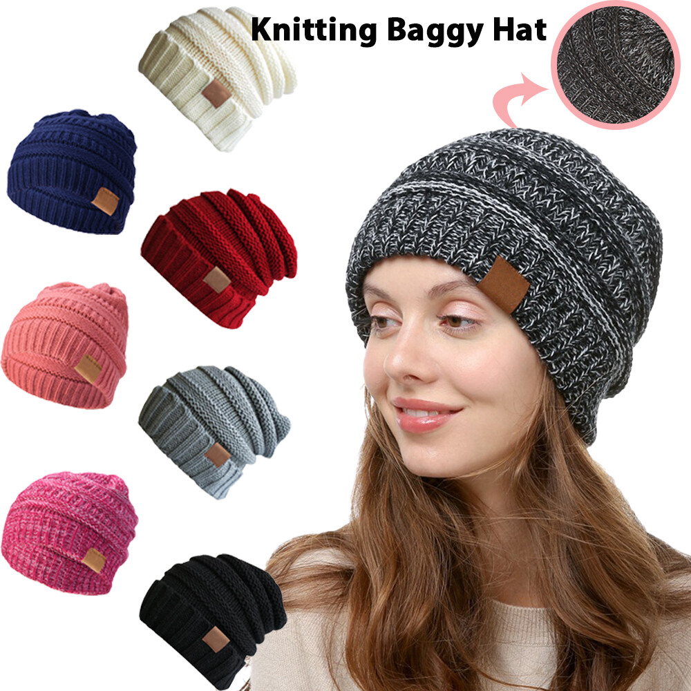 Womens Slouchy Beanie Winter Hat Cable Knit Ski Hats Warm Chunky Knitted Cap US