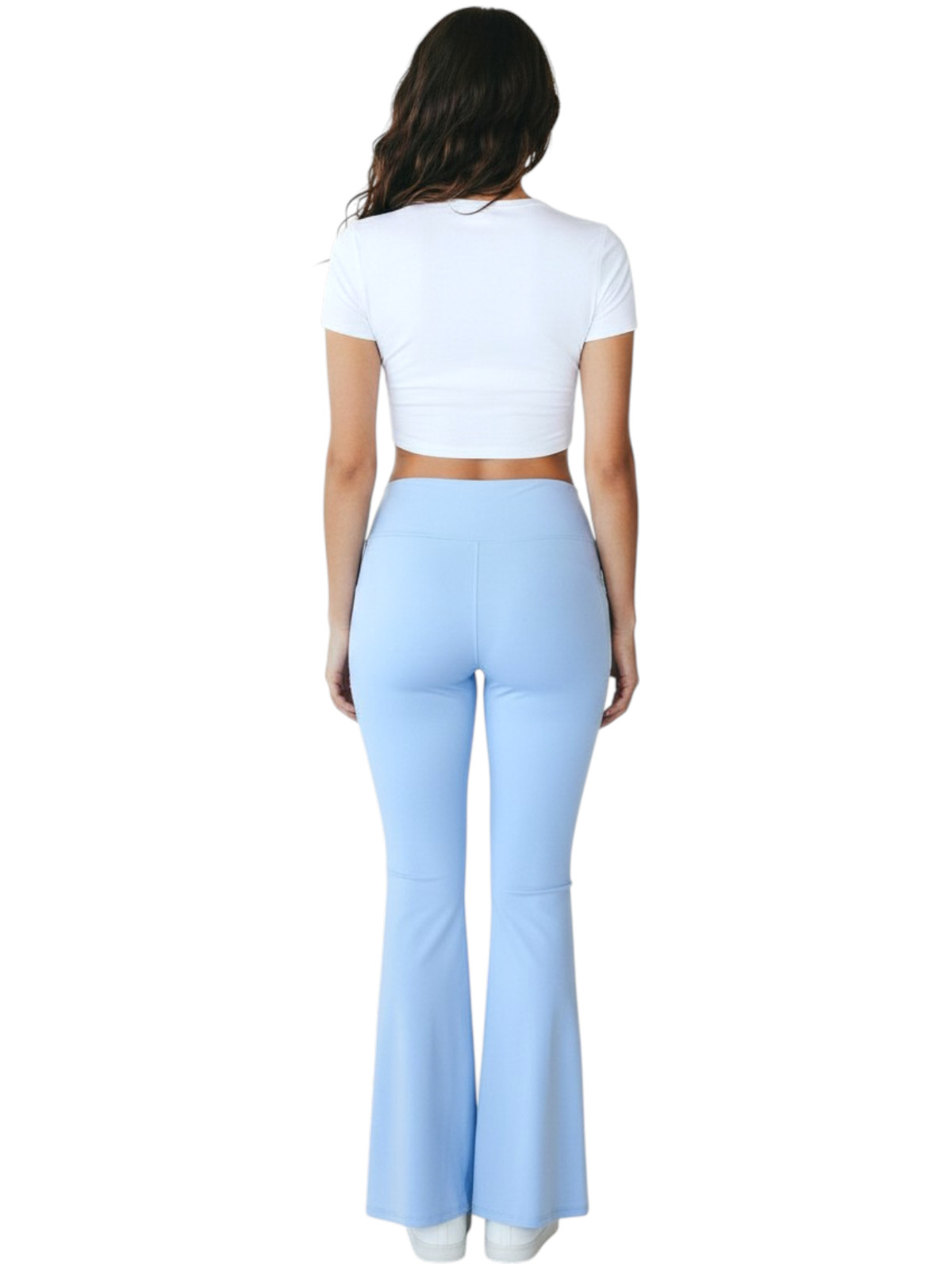 Women Flare Leggings Yoga Pants with Pockets High Waist Crossover Bell Bottom s