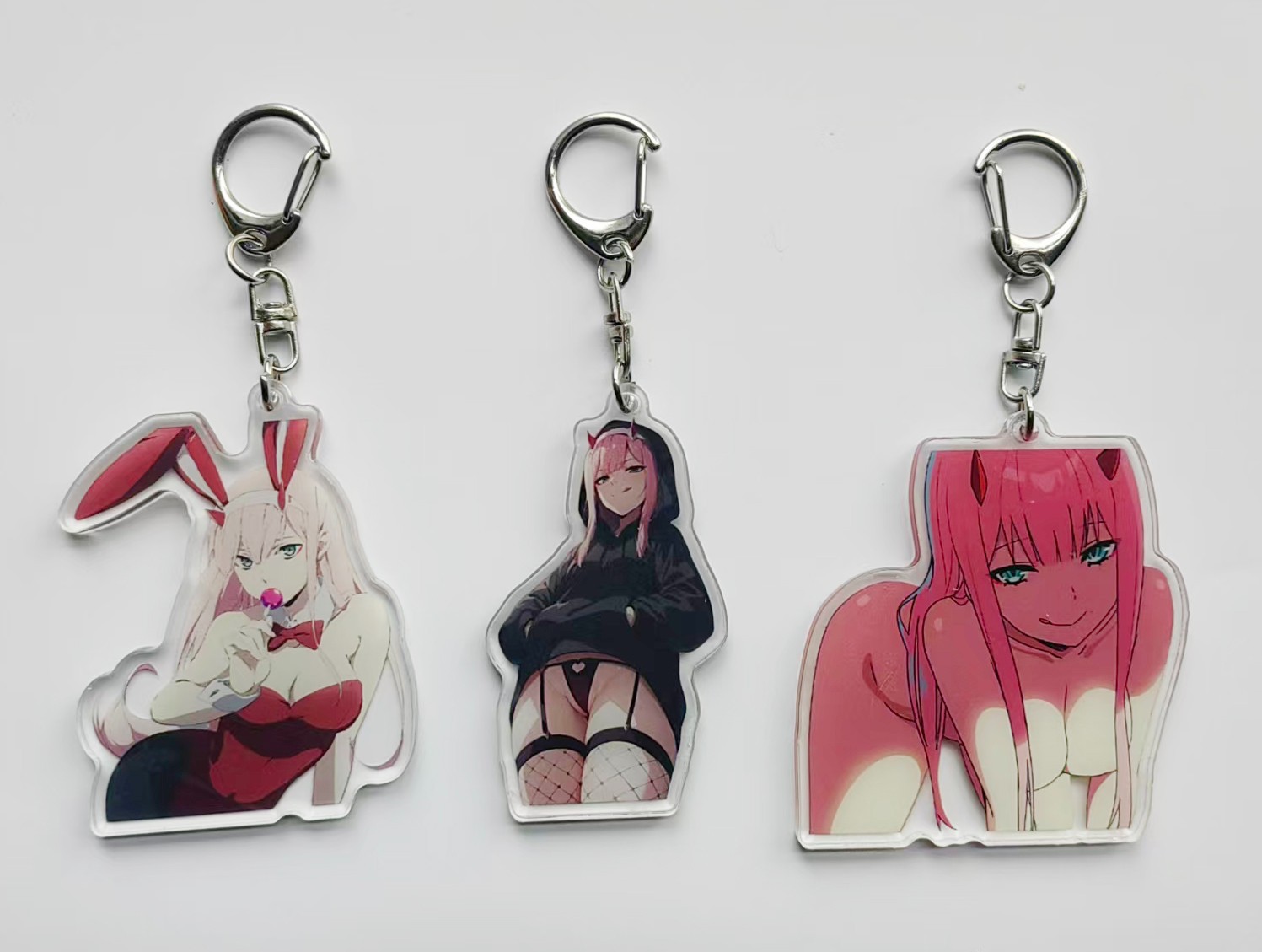 3PCS Zero Two Darling in the Franxx Acrylic Keychains Key Charms You Pick