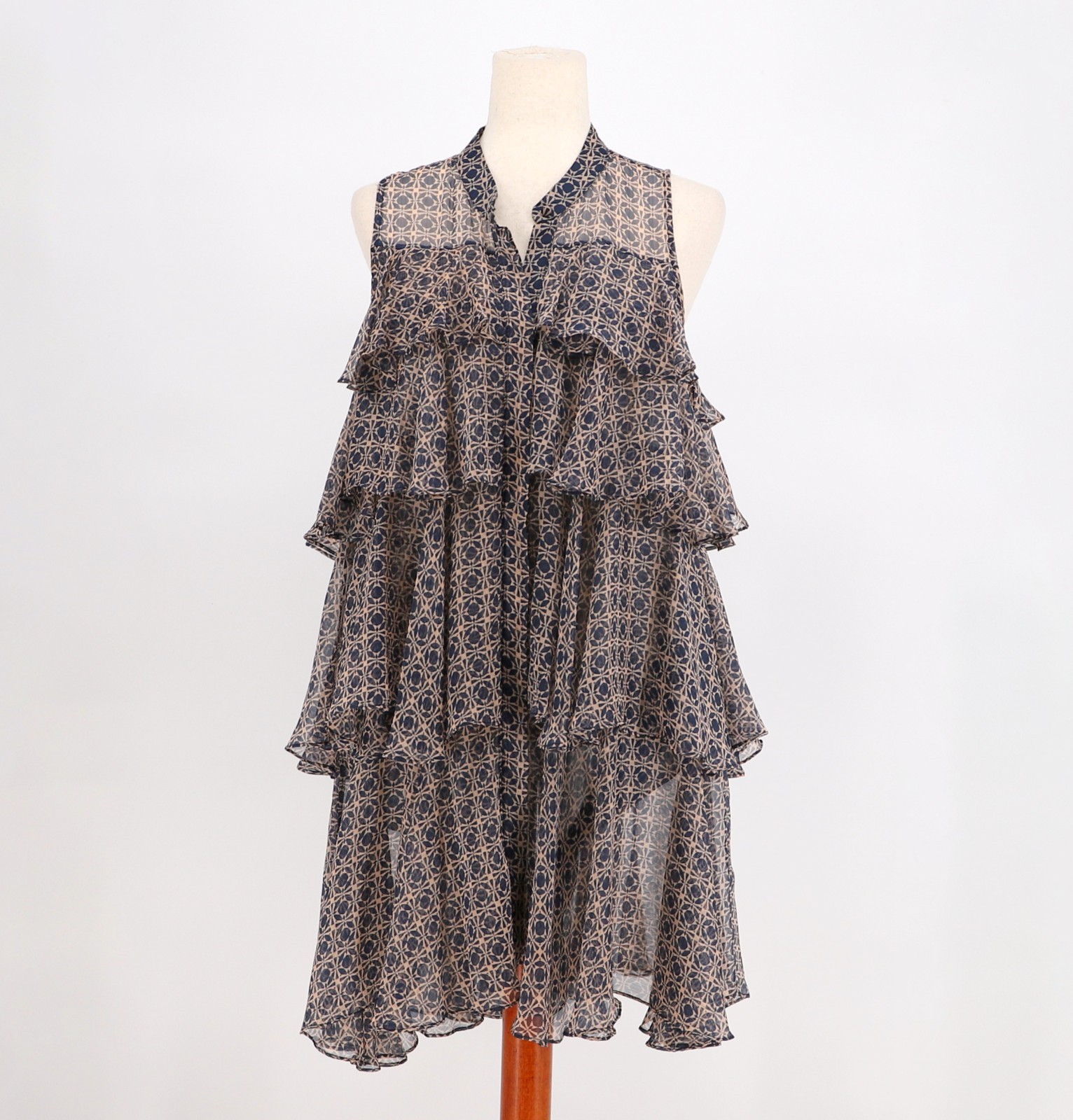 MISA $269 Los Angeles Emogene Geo Mini Tiered Dress Size M