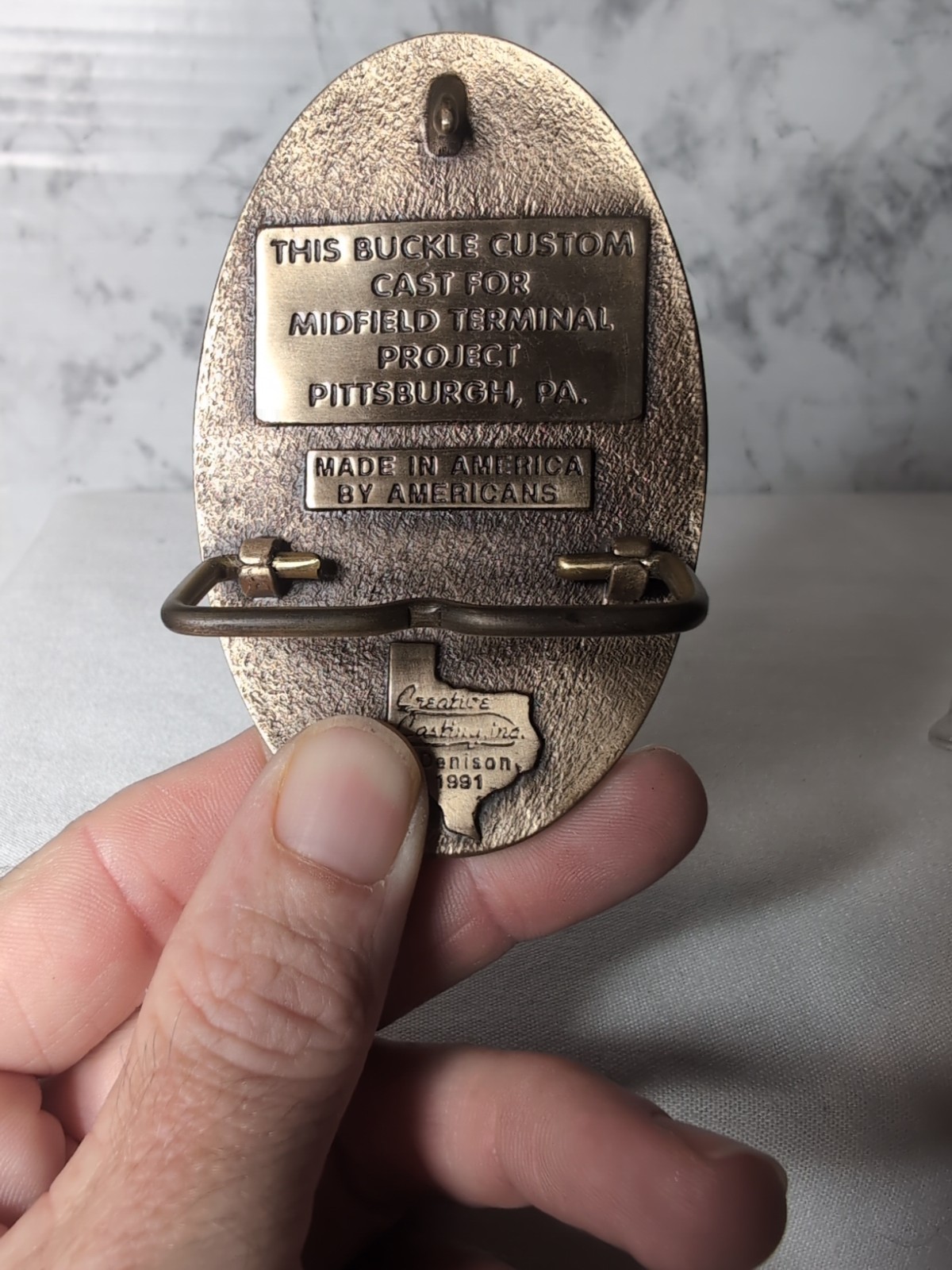 Commissioners Safety Award Midfield Terminal Project Pitts. PA Brass Belt Buckle