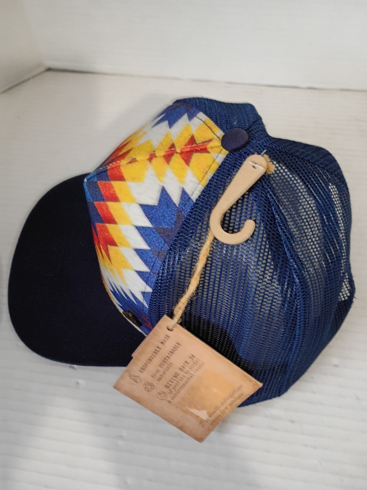 G&L Trucker Hat Santa Fe Positive Goods mesh snap-back blue red yellow adult