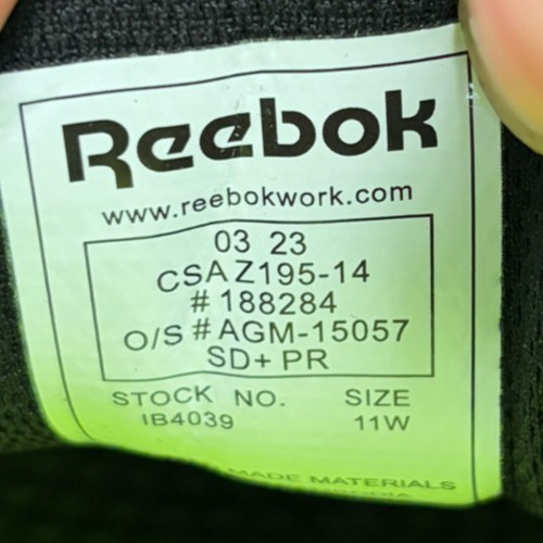 Reebok Sublite Cushion Mens Size 11E Triple Black Alloy Toe Safety Work Shoes