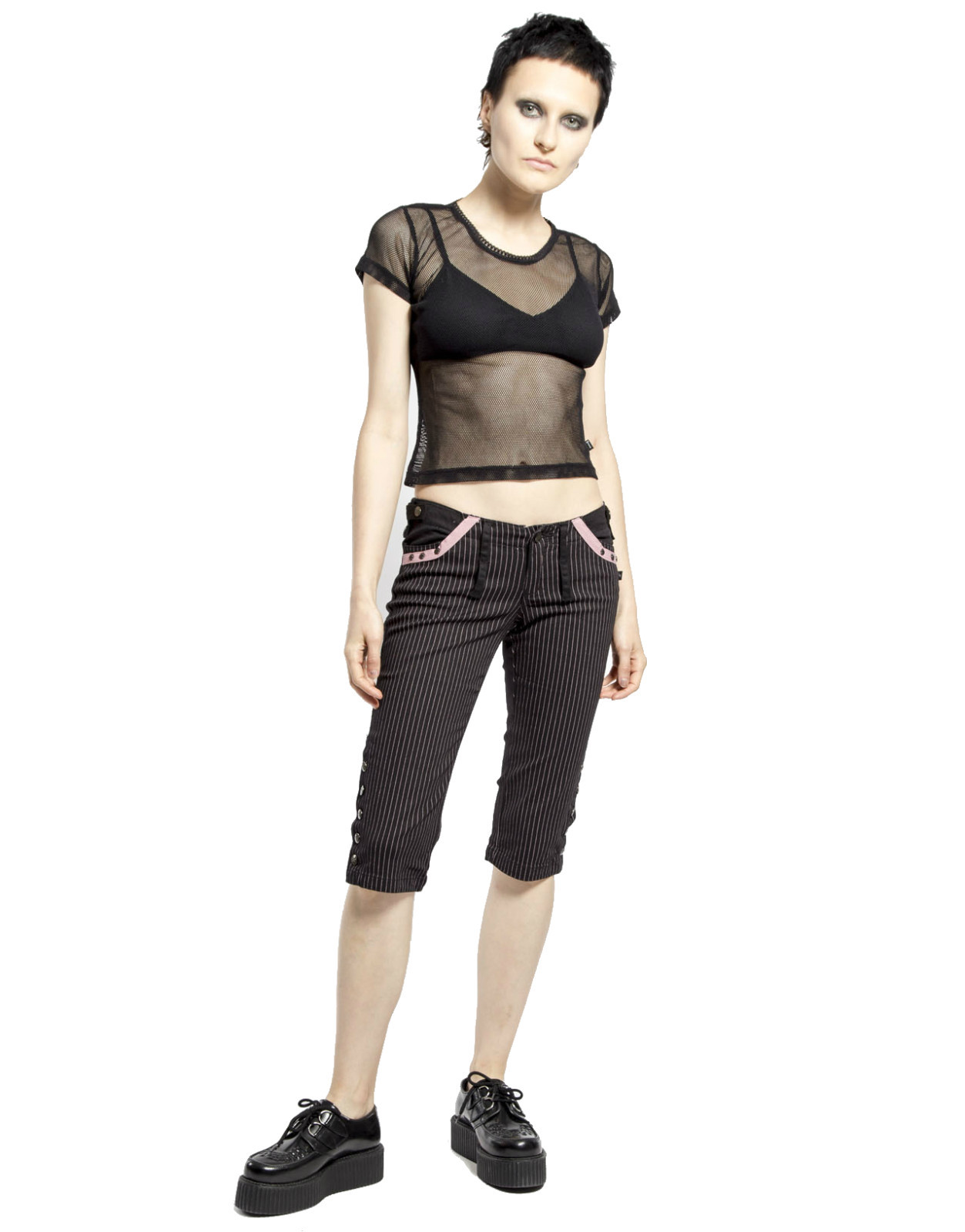 TRIPP PARADE GOTHIC PUNK ROCKER SKATE BIKER TATTOO CAPRI SHORTS PANTS IS6776P