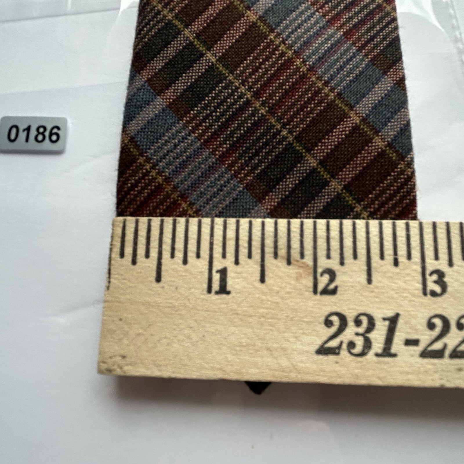 Gilhes Baton Rouge Tie Brown Blue Tan Plaid Wool Woven in SCOTLAND 3” X 56” NWOT