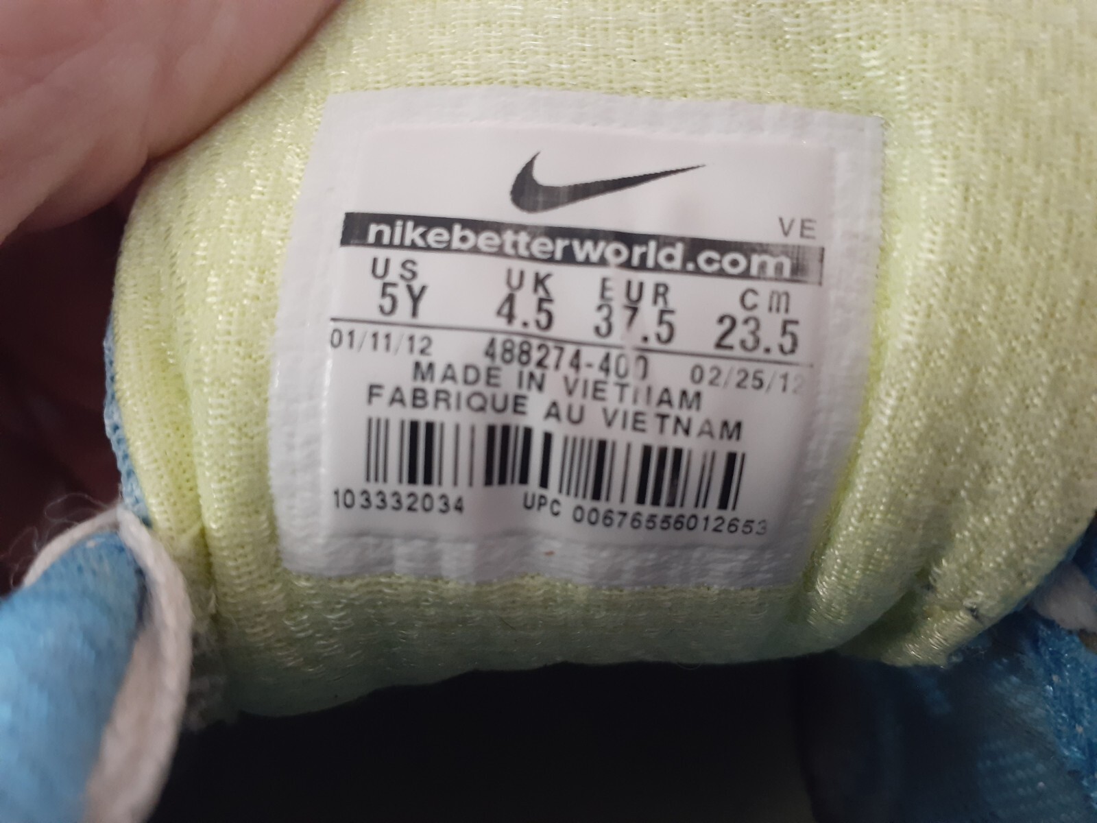 Nike Lunarlon 488 274 -400 Athletic Running Walking Shoes Size 5Y