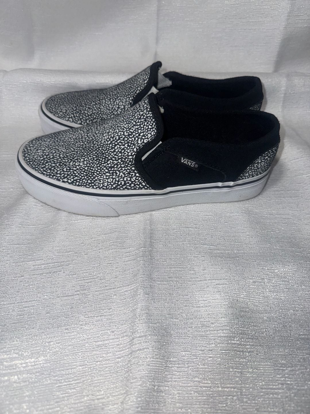 Vans Asher Spots Black/White Slip-On Skate Shoes