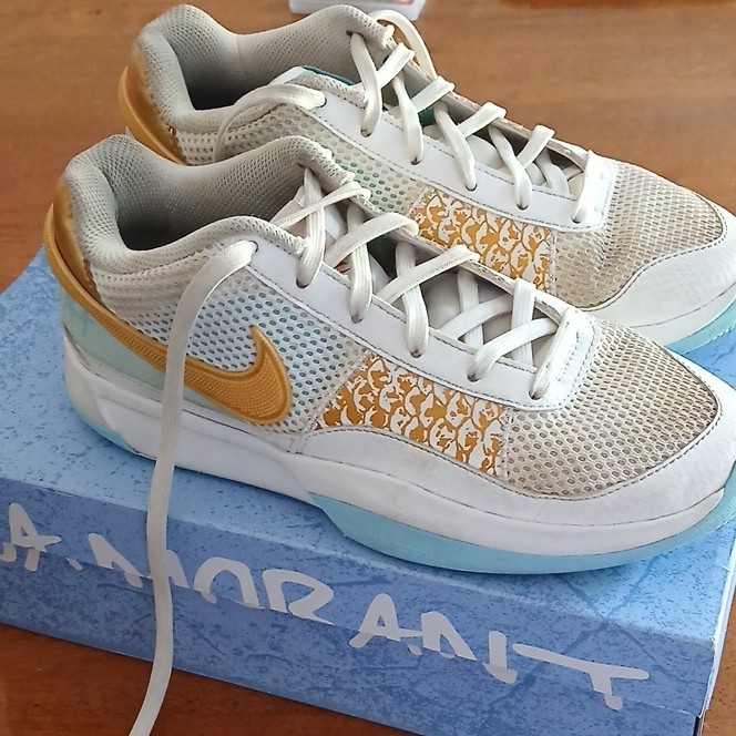 Nike Ja 1 Low Top Lace-Up Sneakers White/Gold/Blue FV1280-100 w/ OG box
