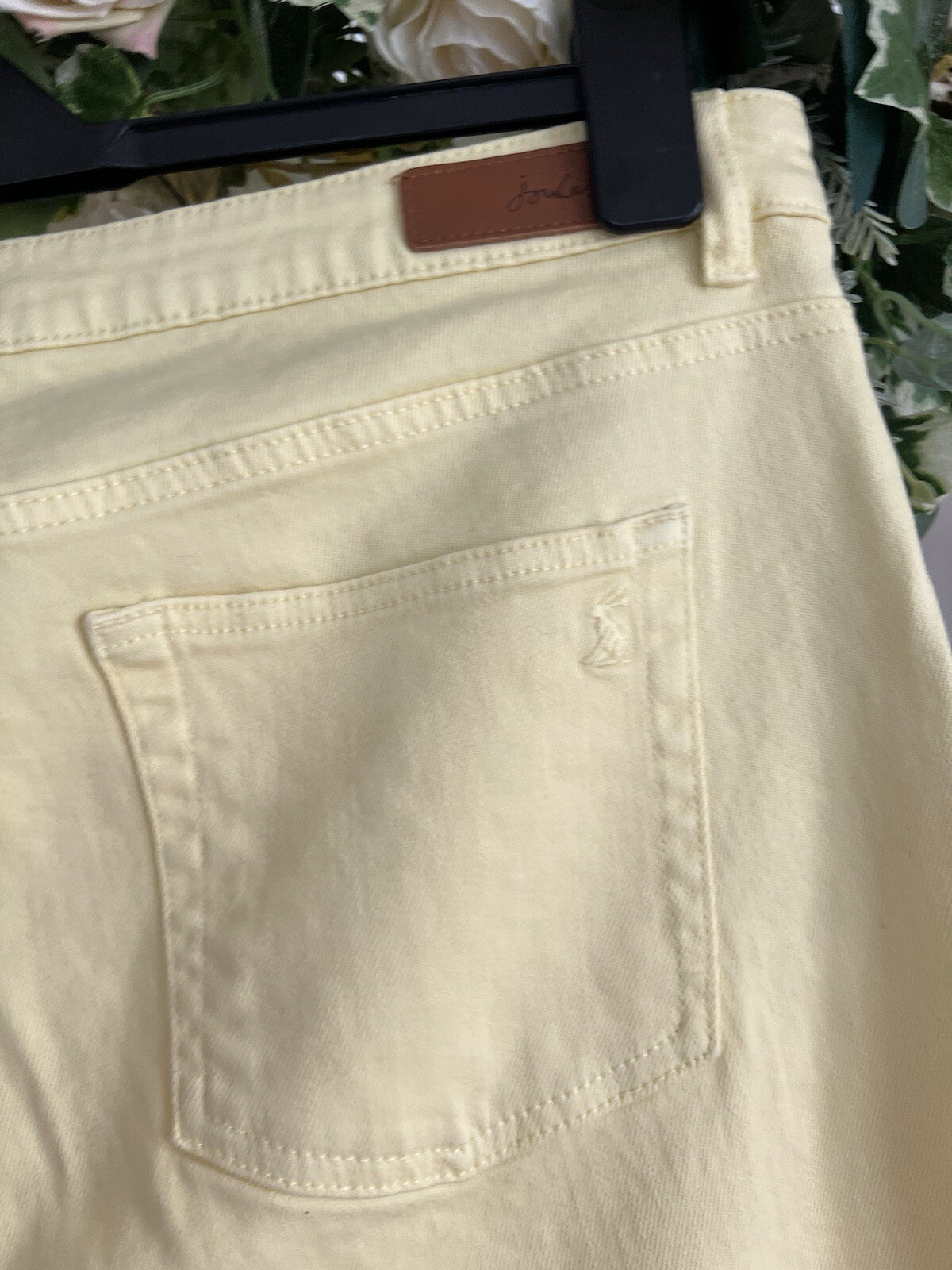 JOULES Bette Jeans Size 20 Lemon Yellow Denim Slim Straight Cropped Leg NEW