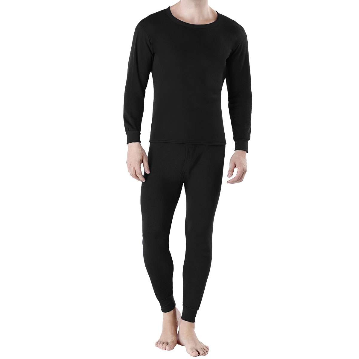 Mens Winter Ultra-Soft Fleece Lined Thermal Top & Bottom Long John Underwear Set