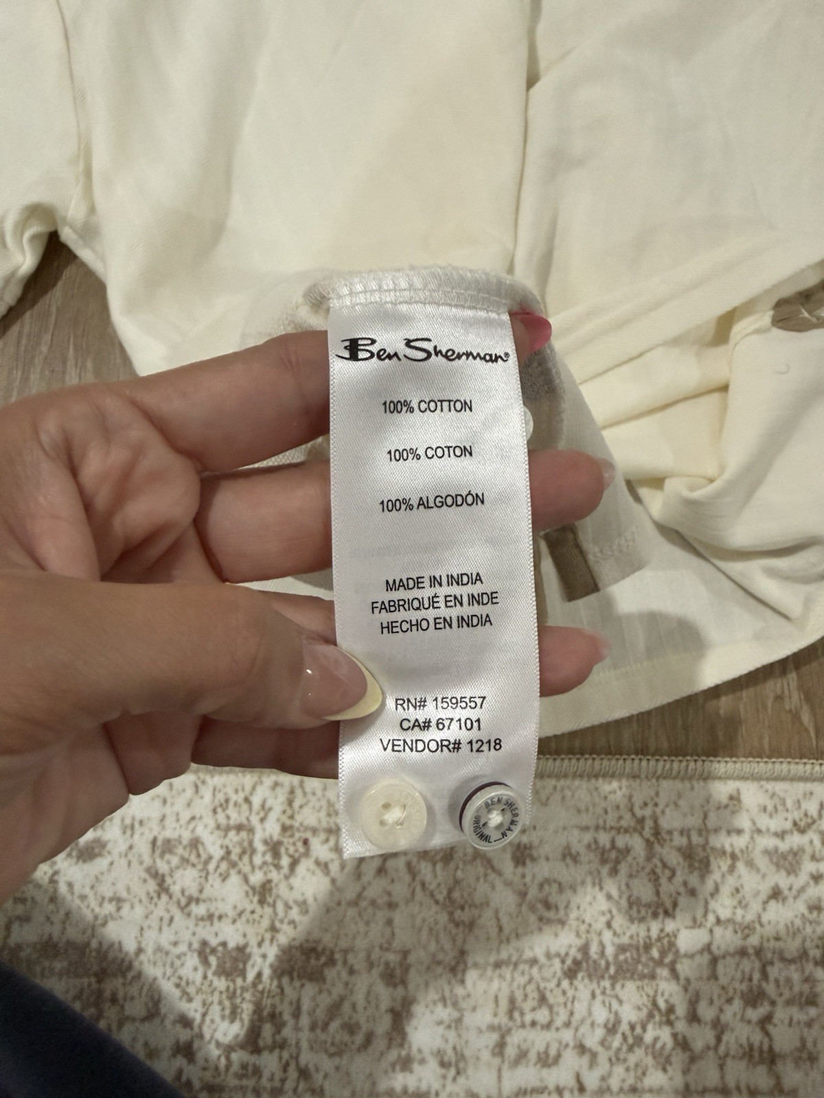 Ben Sherman Cream Knit XL Short Sleeve Mens Polo with Contrast Trim