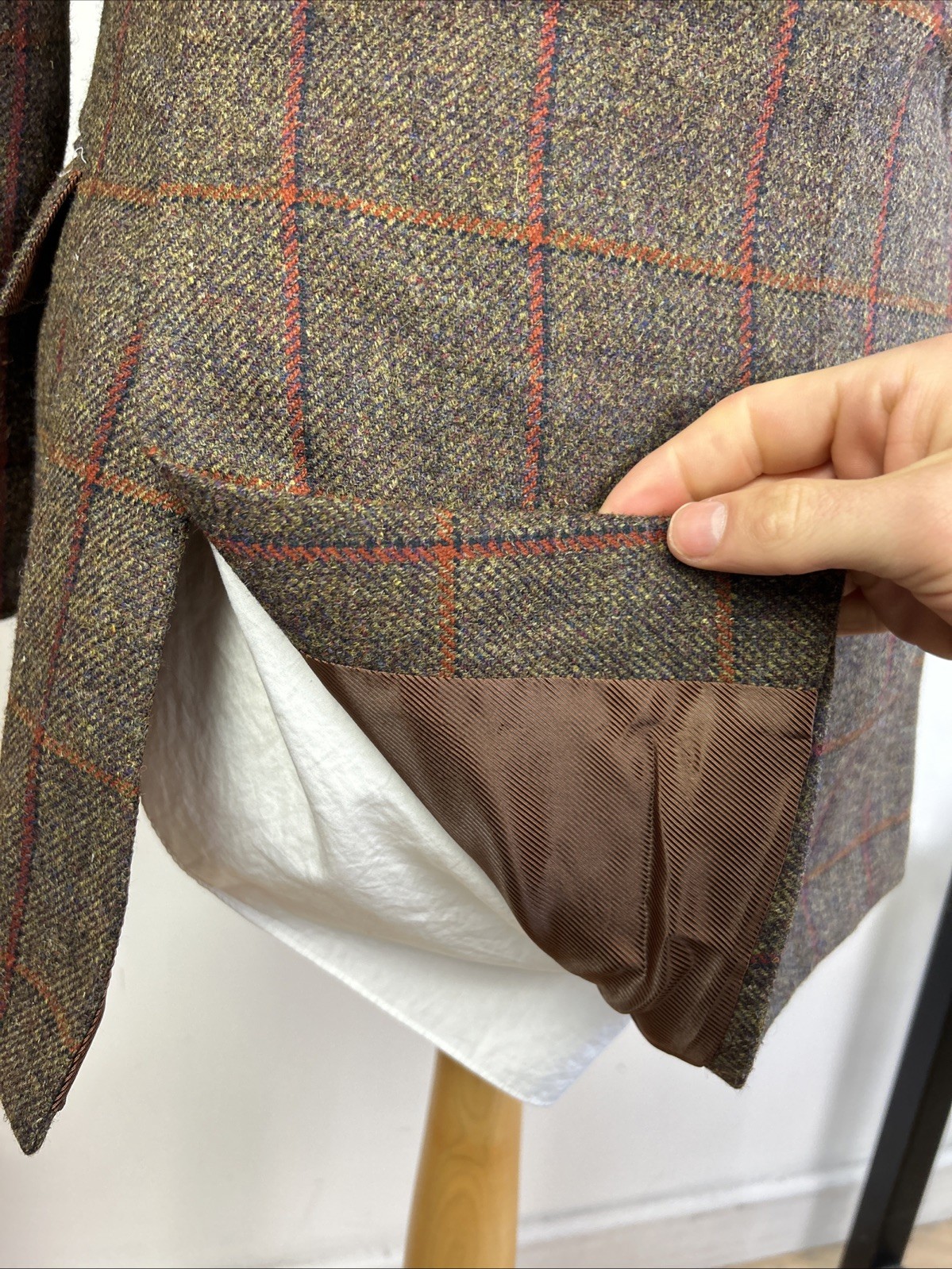 Ede & Ravenscroft 38R Windowpane Tweed English Suit 2 Pairs Trousers Savile Row