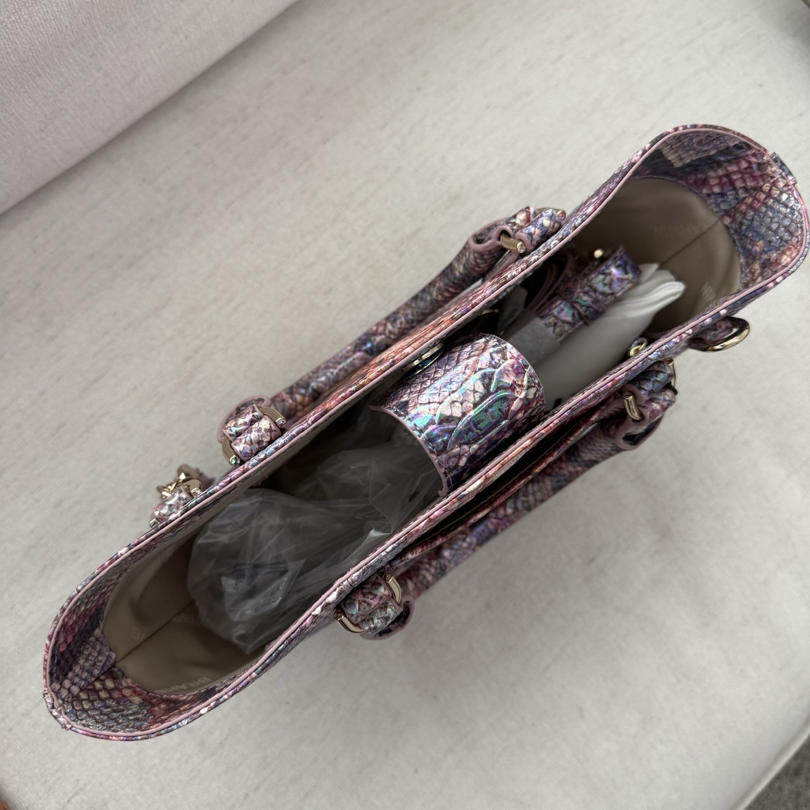 Brahmin Jenny Dewberry Ametrine Leather Satchel Handbag